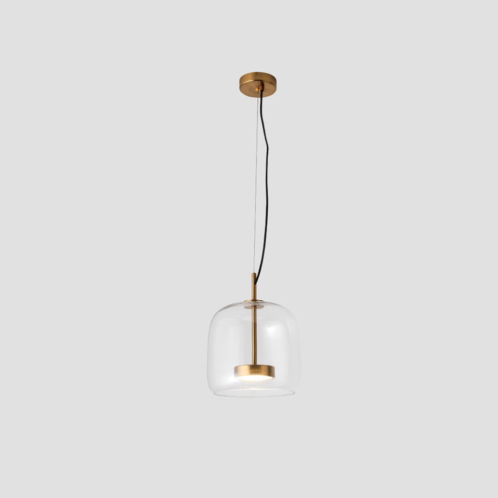 Lampade a sospensione Retro LED Hailie in metallo dorato e vetro ambra per camera da letto