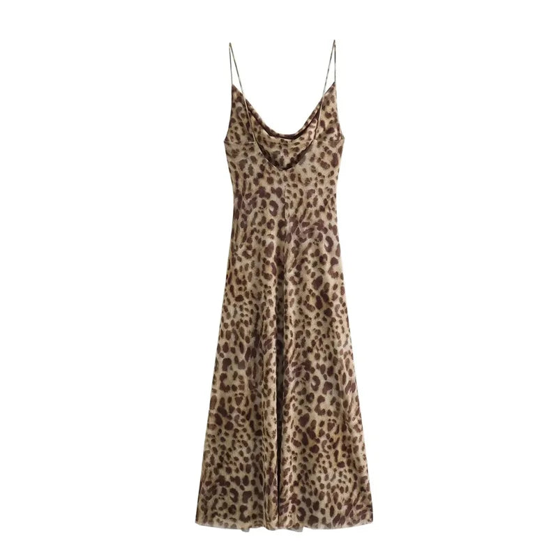 Robe Longue Satinée Imprimé Léopard ou Zèbre