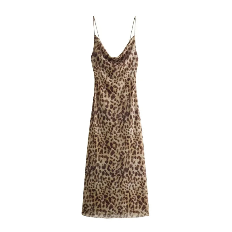 Robe Longue Satinée Imprimé Léopard ou Zèbre