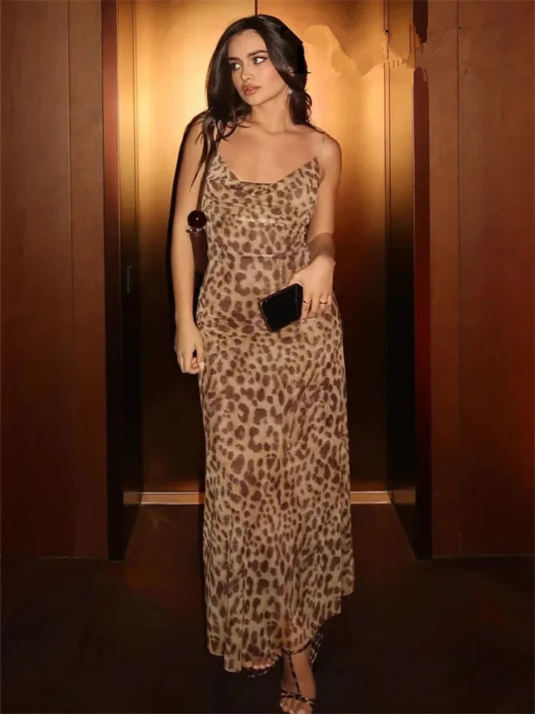 Robe Longue Satinée Imprimé Léopard ou Zèbre