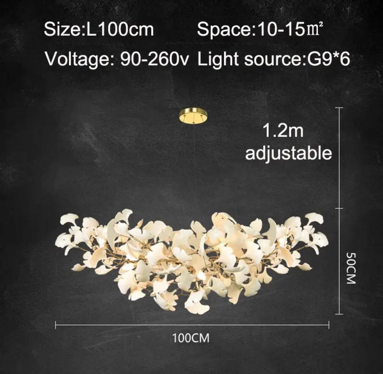 Lampadario a petali di ceramica