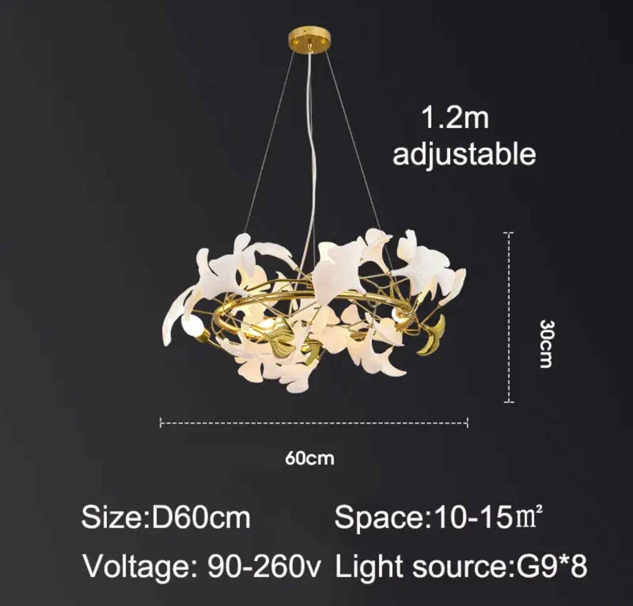 Lampadario a petali di ceramica