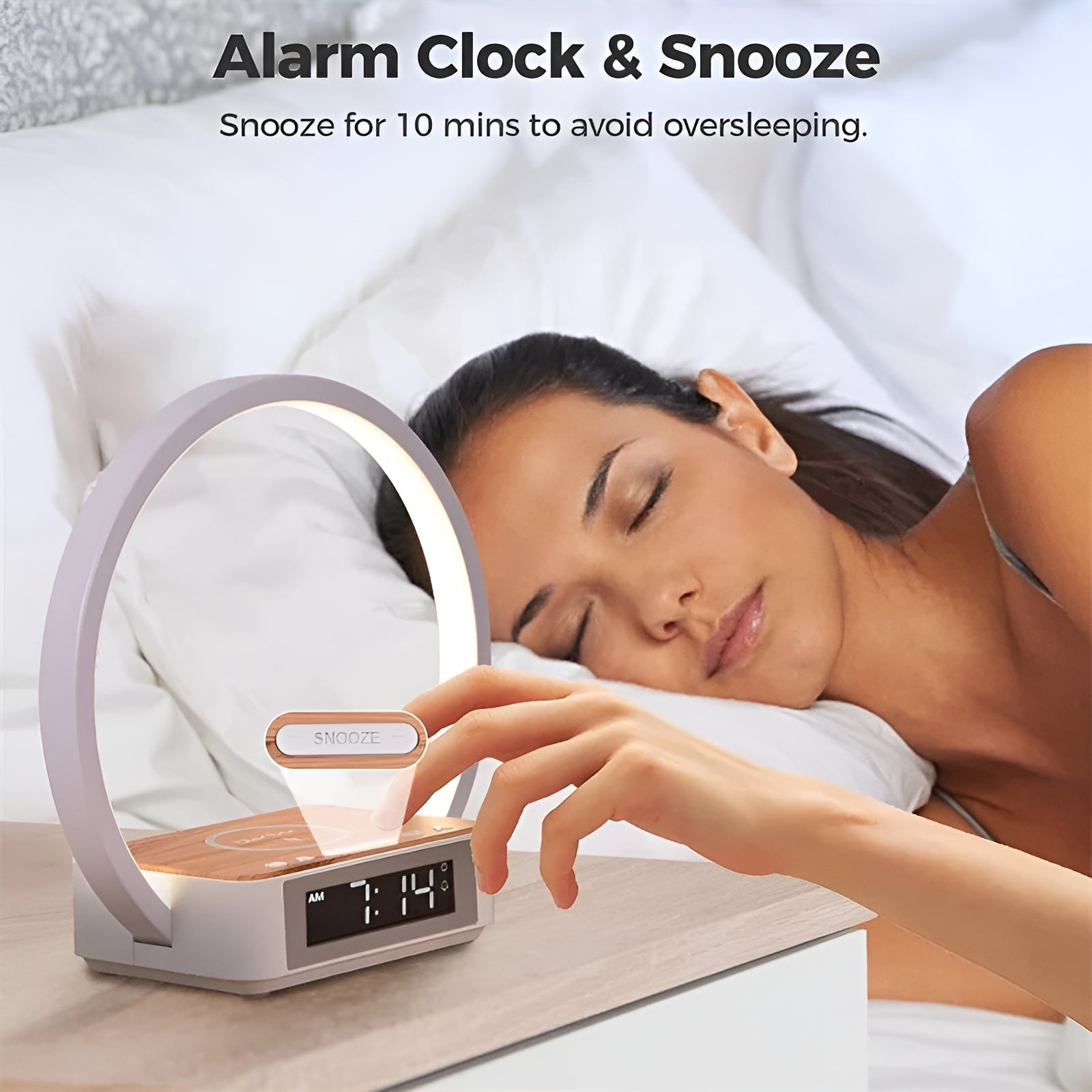 Lampada da notte design con caricatore e funzione di risveglio dolce - LumoRise