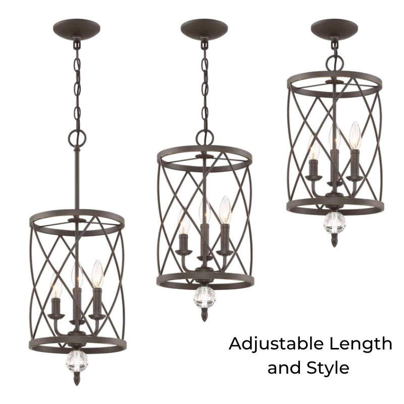 Hearthly | Rustic Three-Light Iron Chandelier