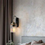 Vintage Style Wall Sconce With Ribbed Glass Shade