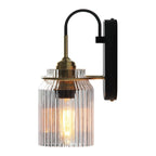 Vintage Style Wall Sconce With Ribbed Glass Shade