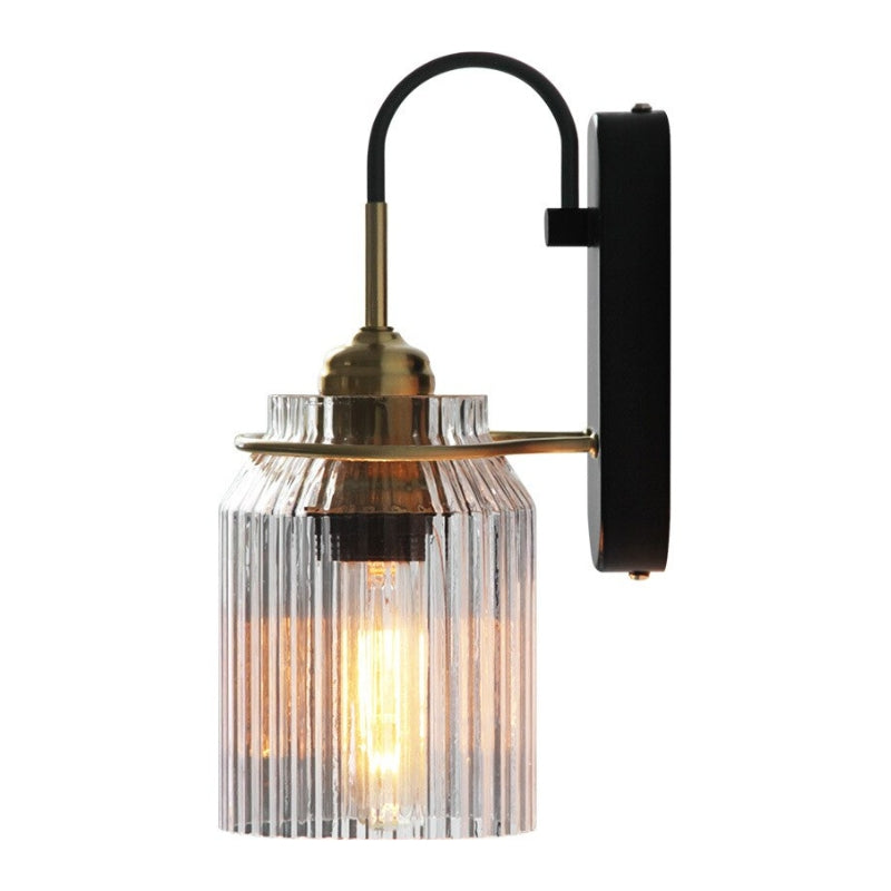 Vintage Style Wall Sconce With Ribbed Glass Shade
