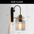 Vintage Style Wall Sconce With Ribbed Glass Shade