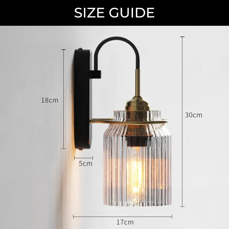Vintage Style Wall Sconce With Ribbed Glass Shade
