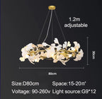 Lampadario a petali di ceramica