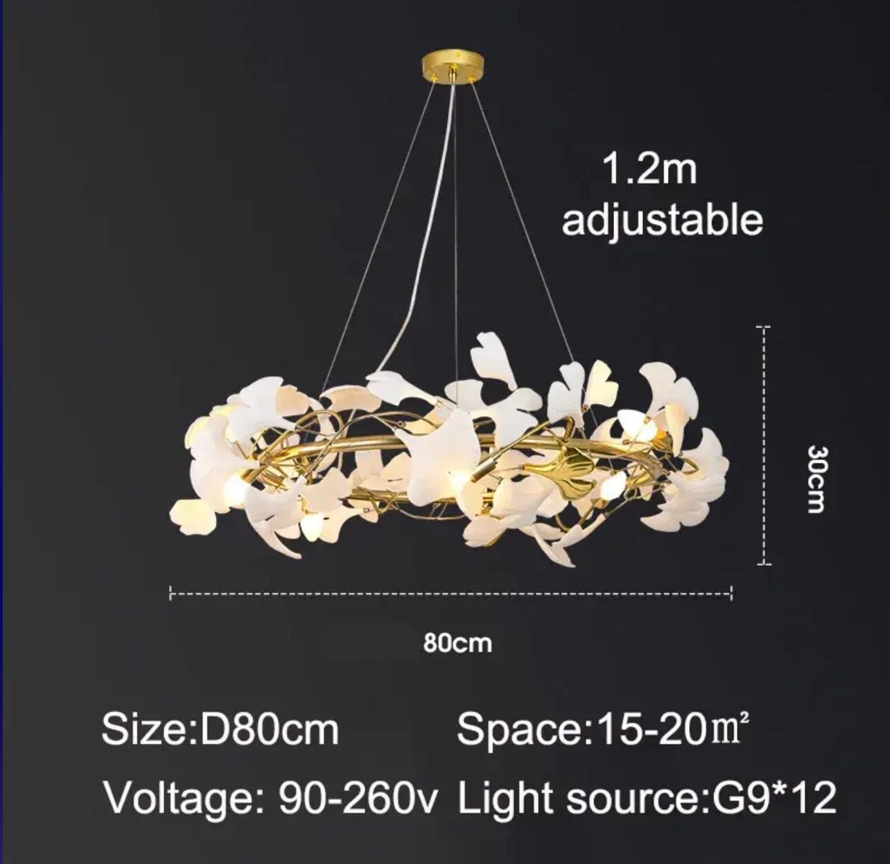 Lampadario a petali di ceramica
