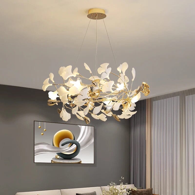 Lampadario a petali di ceramica