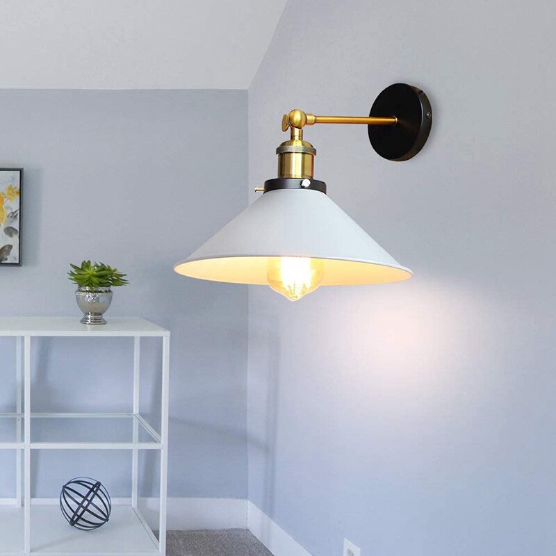 Vintage Industrial Wall Sconce in White