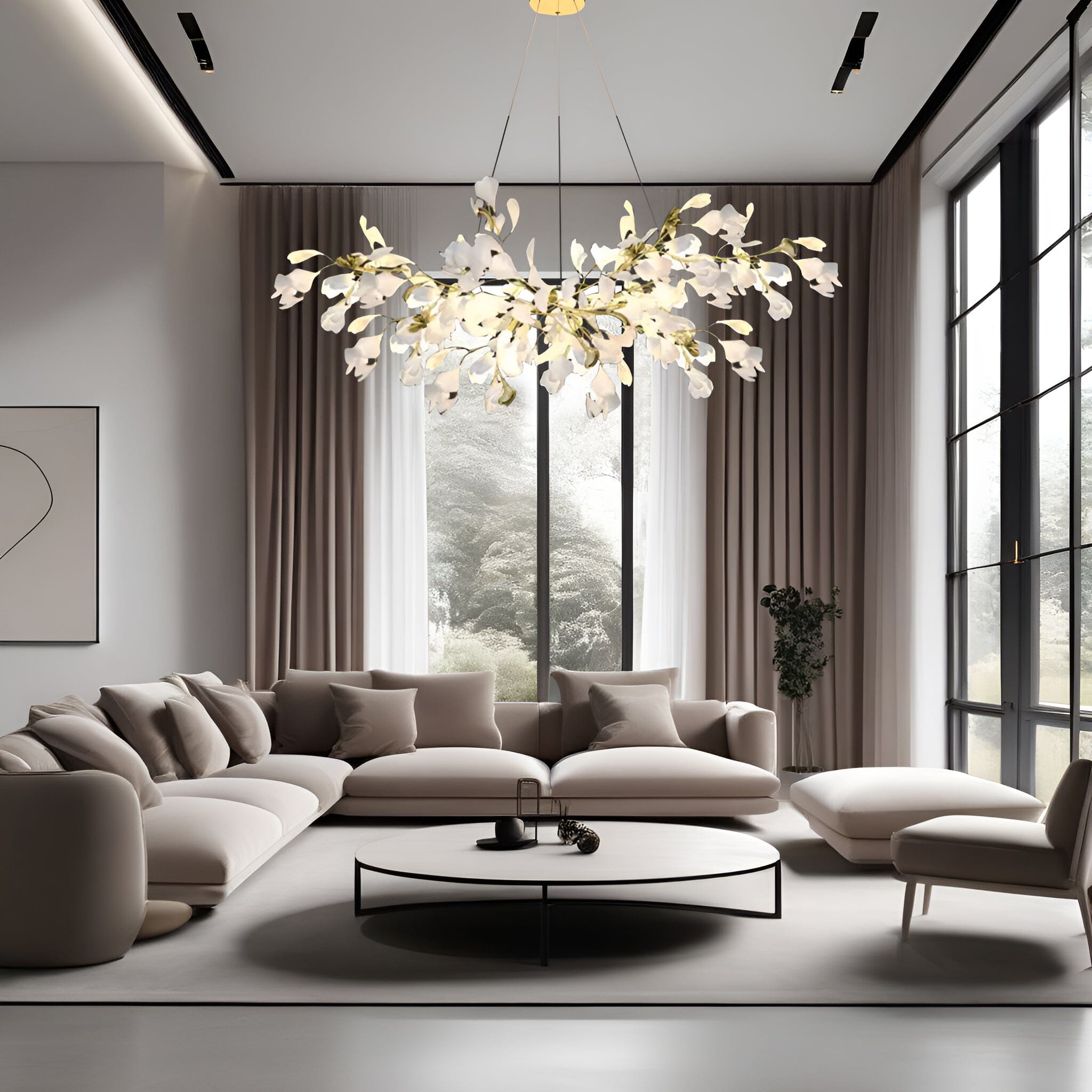 Lampadario a petali di ceramica