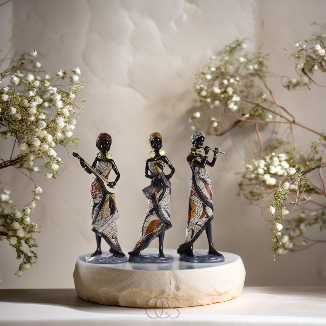 Vellina - African Musicians Statue Set - Decorative Sculptures