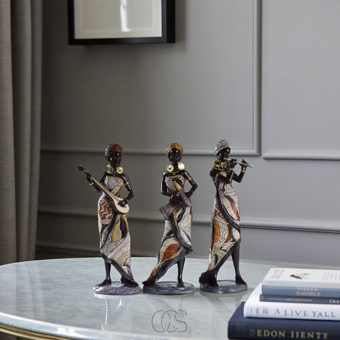 Vellina - African Musicians Statue Set - Decorative Sculptures