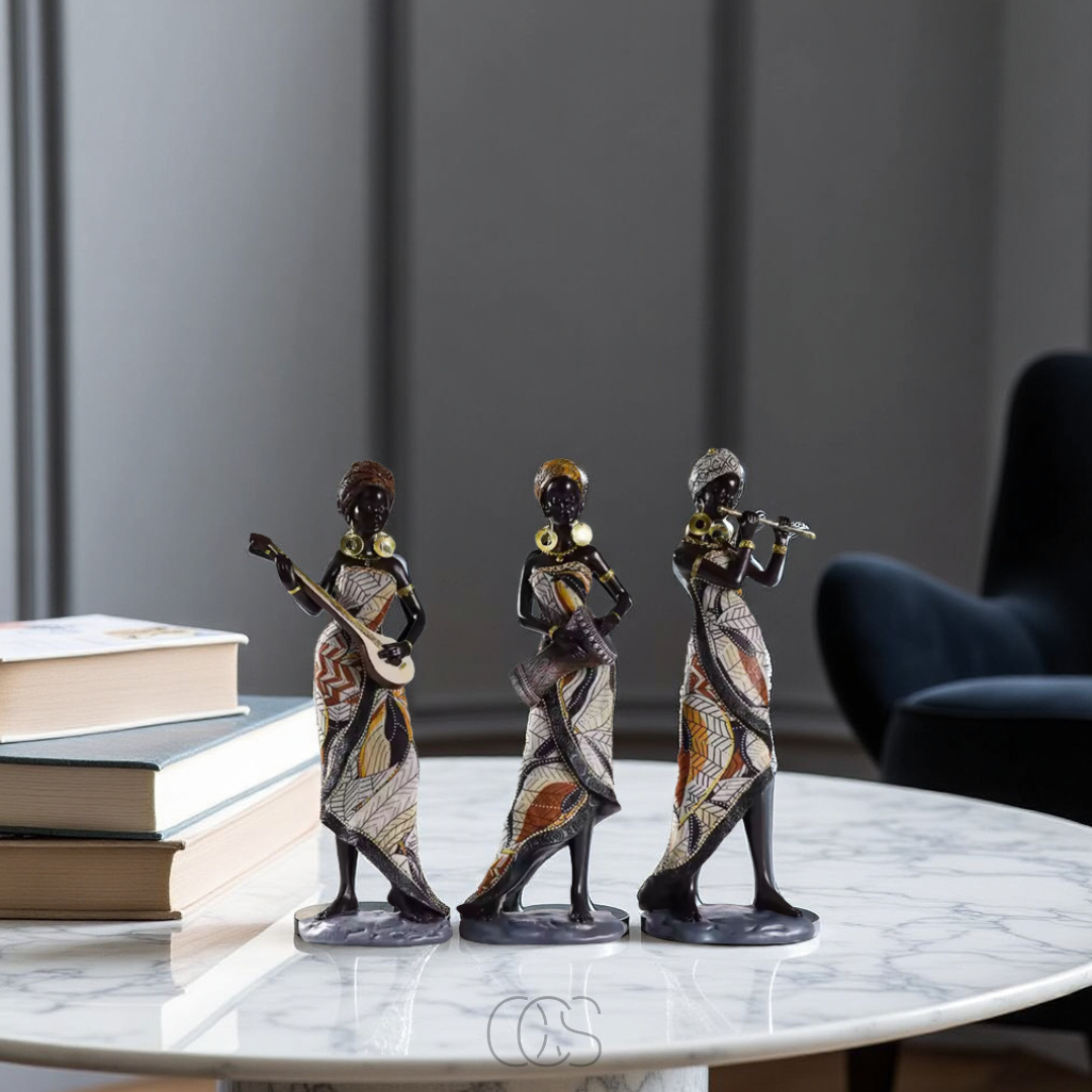 Vellina - African Musicians Statue Set - Decorative Sculptures