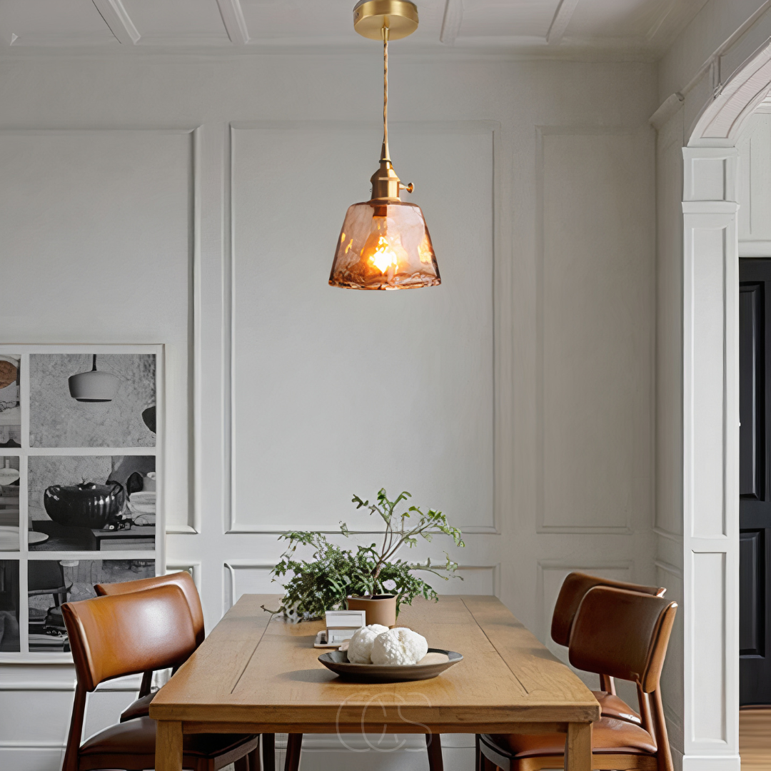 Vellina - Amber Glass Pendant Lamp – Warm Light & Stylish Design