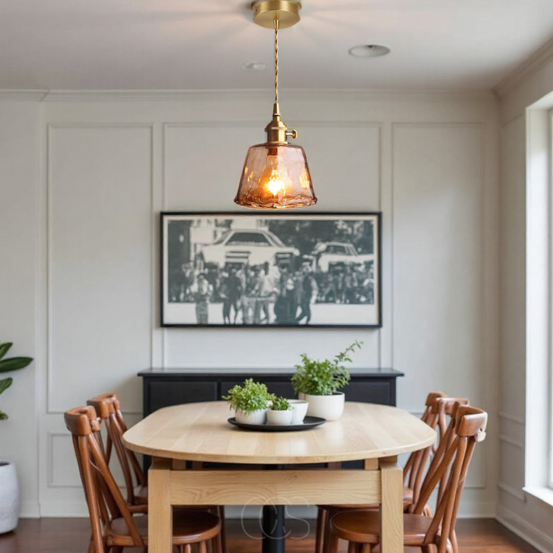 Vellina - Amber Glass Pendant Lamp – Warm Light & Stylish Design