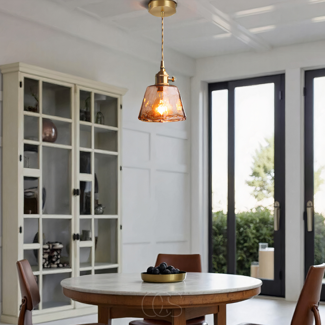 Vellina - Amber Glass Pendant Lamp – Warm Light & Stylish Design