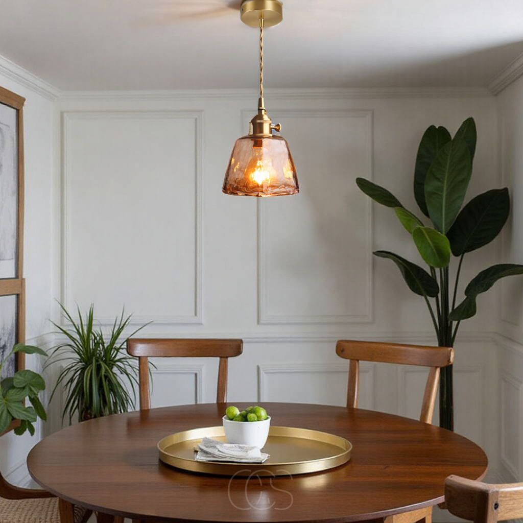 Vellina - Amber Glass Pendant Lamp – Warm Light & Stylish Design