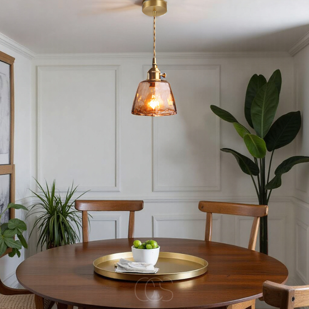 Vellina - Amber Glass Pendant Lamp – Warm Light & Stylish Design