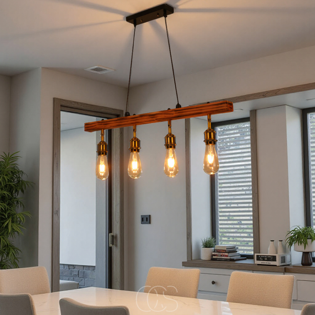Vellina - Ceiling lamp 4 lights - multi-light ceiling lamp wood & metal