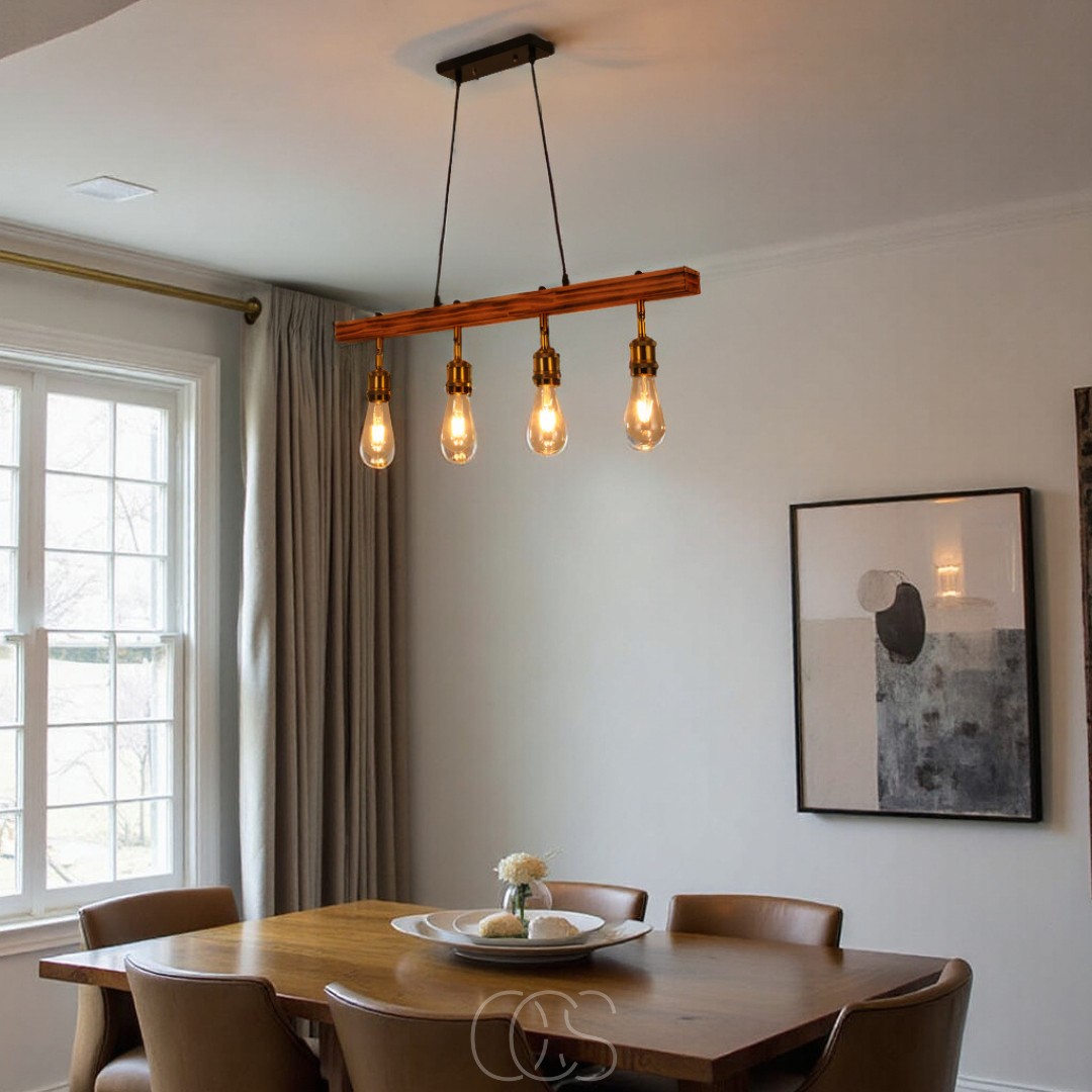 Vellina - Ceiling lamp 4 lights - multi-light ceiling lamp wood & metal