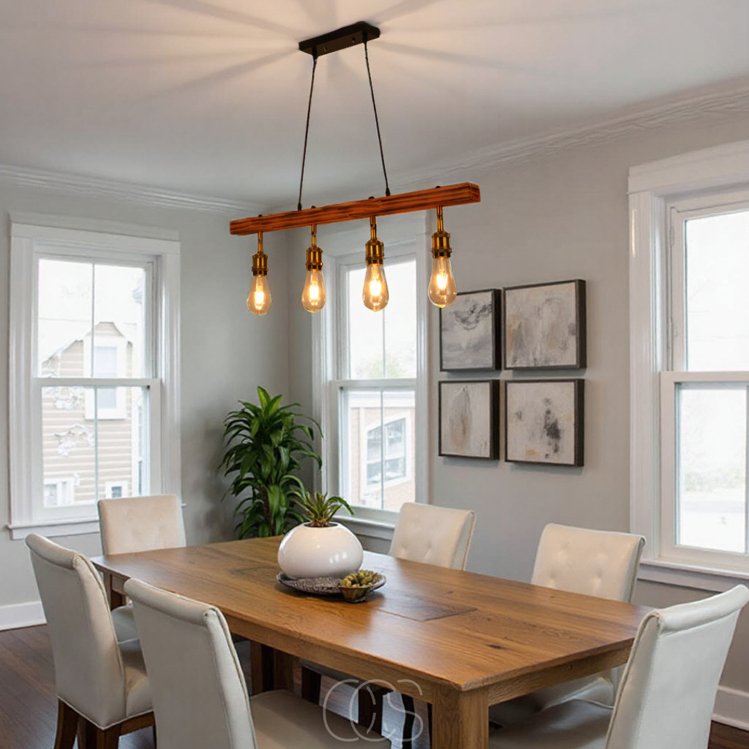 Vellina - Ceiling lamp 4 lights - multi-light ceiling lamp wood & metal