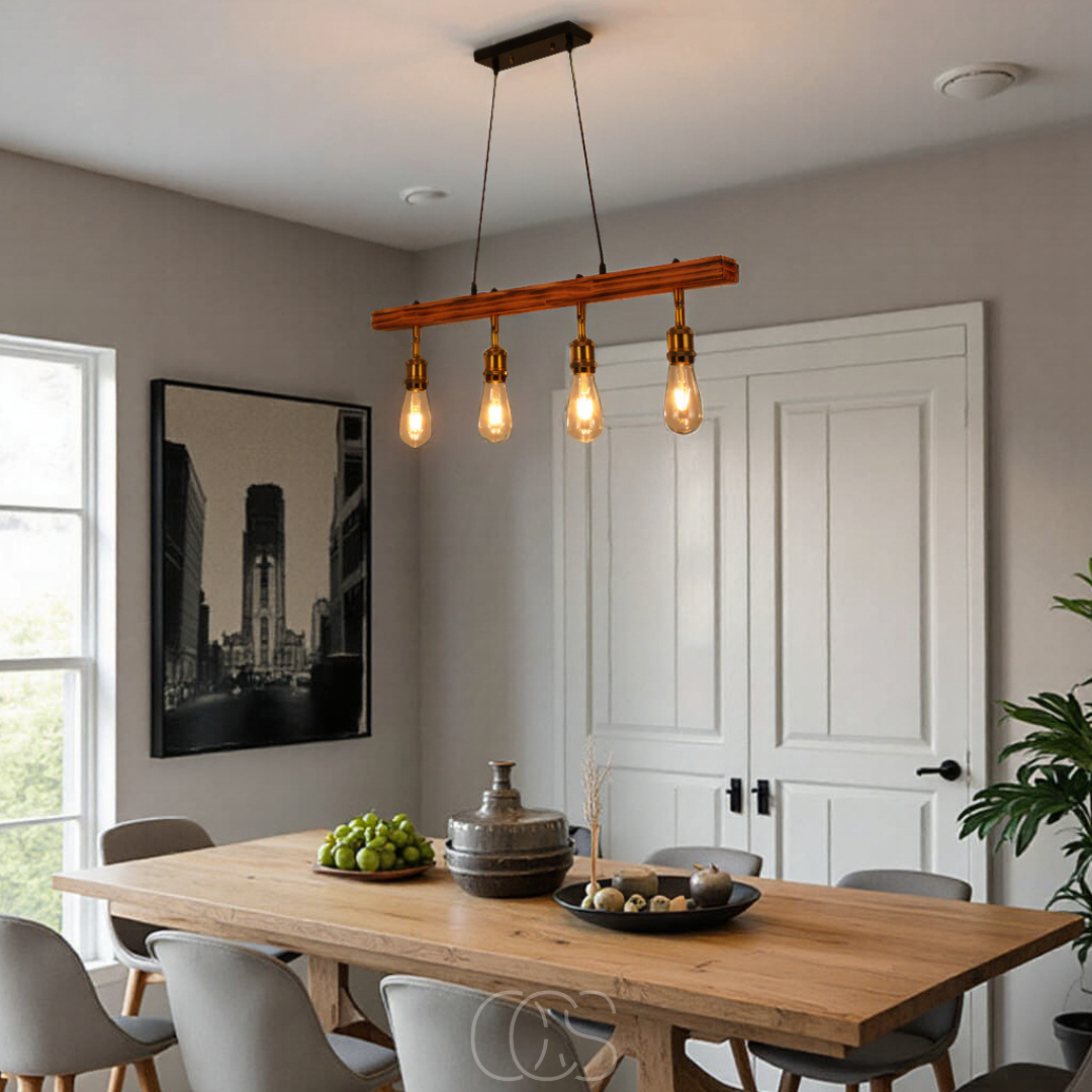 Vellina - Ceiling lamp 4 lights - multi-light ceiling lamp wood & metal