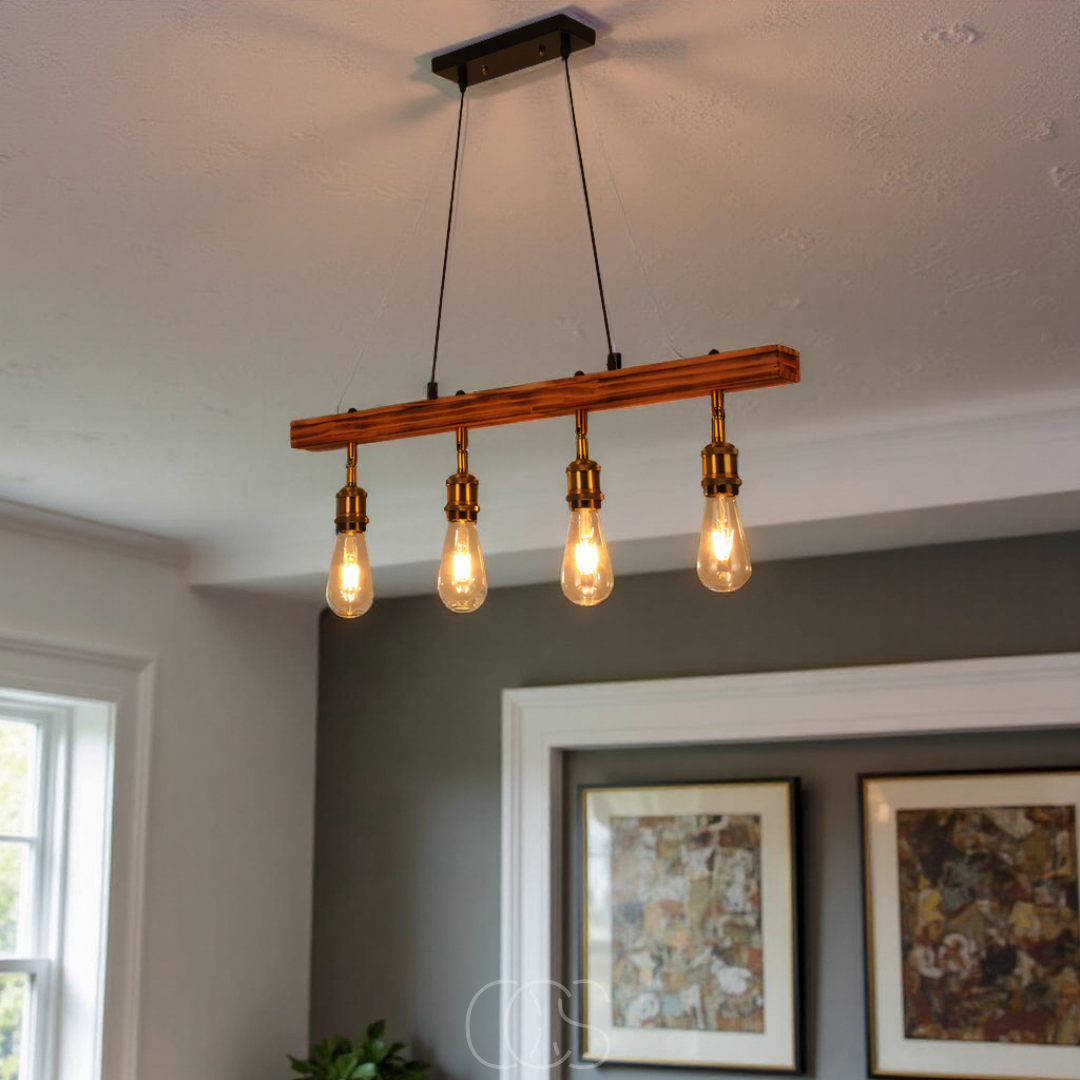 Vellina - Ceiling lamp 4 lights - multi-light ceiling lamp wood & metal