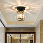 Vellina - Crystal ceiling lamp - Black Metal & K9 Crystal flush mount
