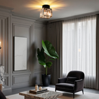 Vellina - Crystal ceiling lamp - Black Metal & K9 Crystal flush mount
