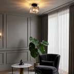 Vellina - Crystal ceiling lamp - Black Metal & K9 Crystal flush mount