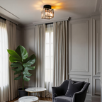 Vellina - Crystal ceiling lamp - Black Metal & K9 Crystal flush mount