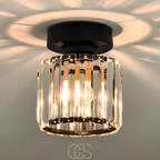 Vellina - Crystal ceiling lamp - Black Metal & K9 Crystal flush mount