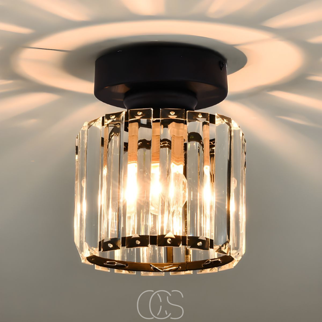 Vellina - Crystal ceiling lamp - Black Metal & K9 Crystal flush mount