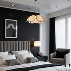 Vellina - Flower-shaped Rattan Pendant Lamp with Black Accents