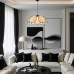Vellina - Flower-shaped Rattan Pendant Lamp with Black Accents