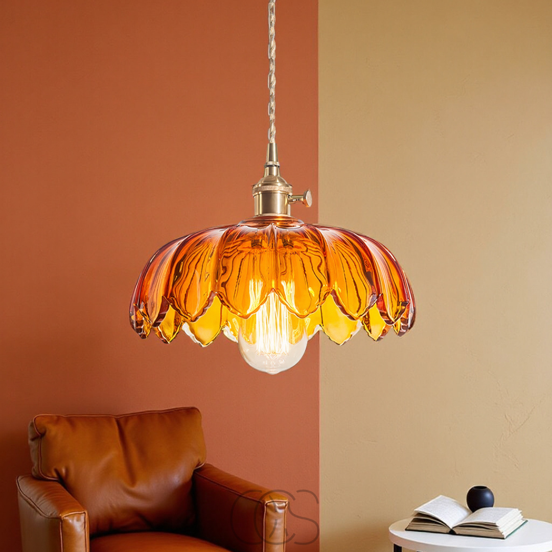 Vellina - Glass Flower Pendant Lamp - Vintage Design