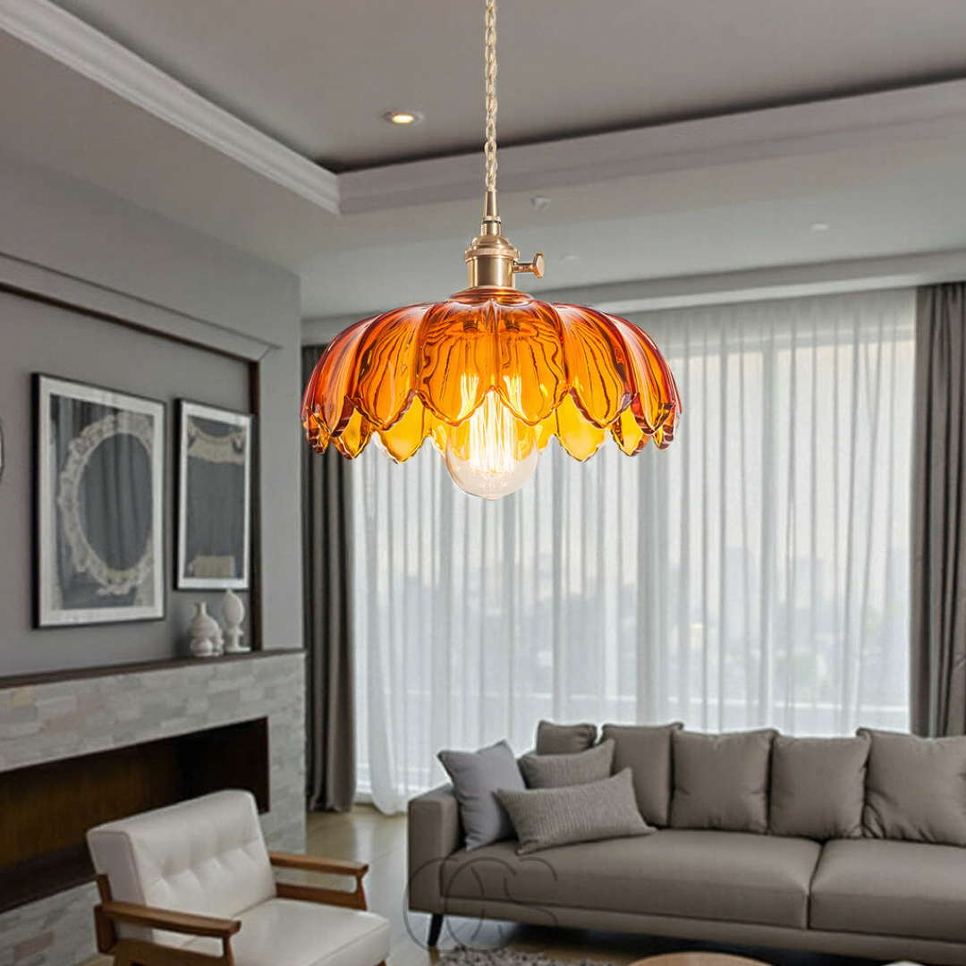 Vellina - Glass Flower Pendant Lamp - Vintage Design