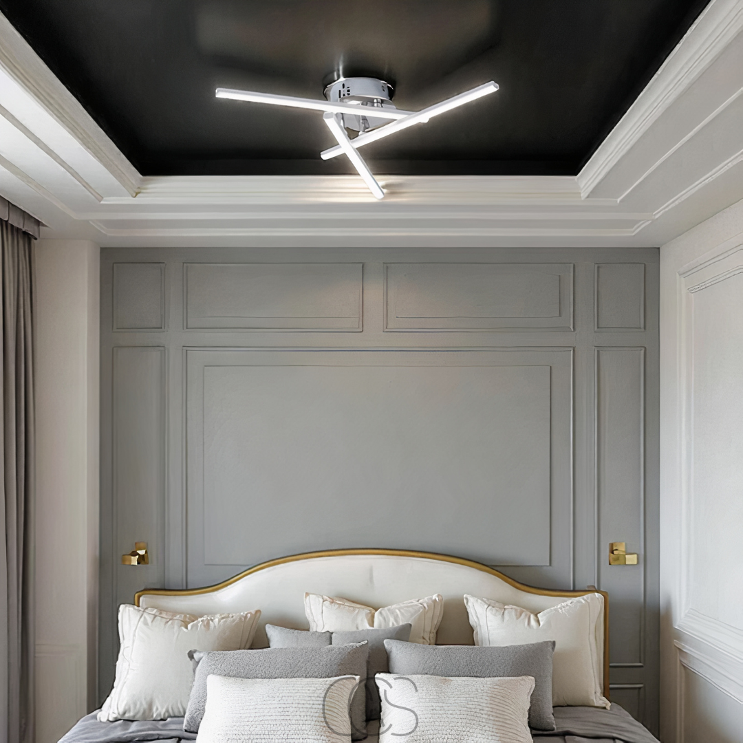 Vellina - LED Ceiling Lamp Triangular - Satin Nickel Design Lamp