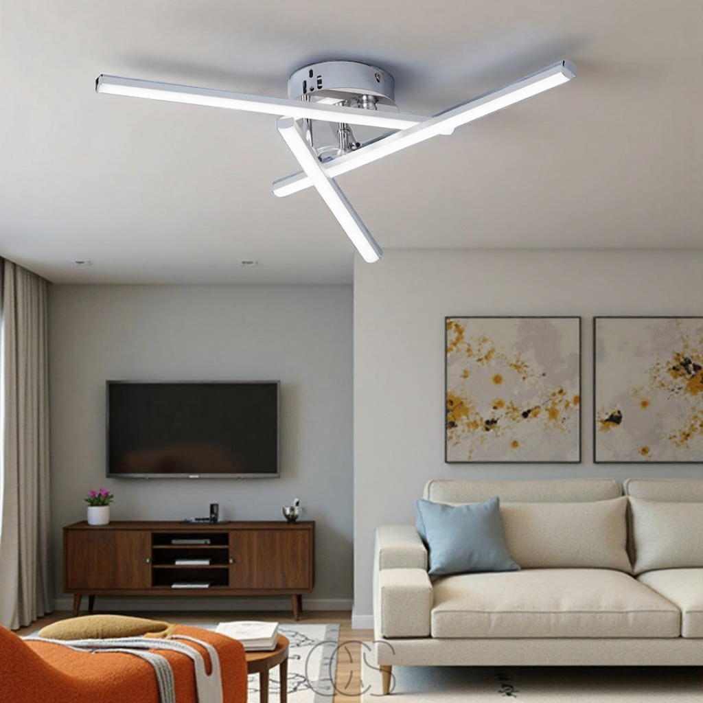 Vellina - LED Ceiling Lamp Triangular - Satin Nickel Design Lamp