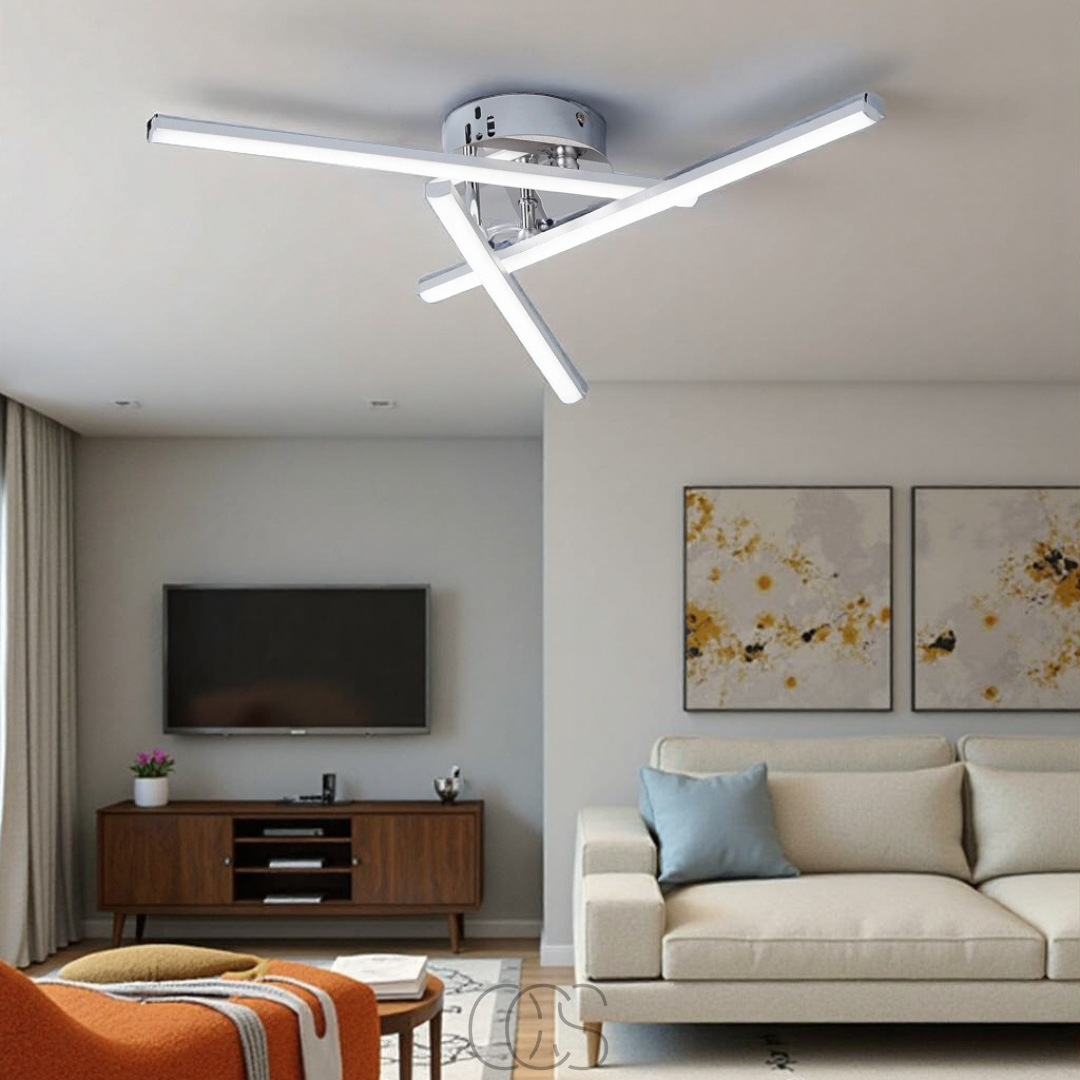 Vellina - LED Ceiling Lamp Triangular - Satin Nickel Design Lamp