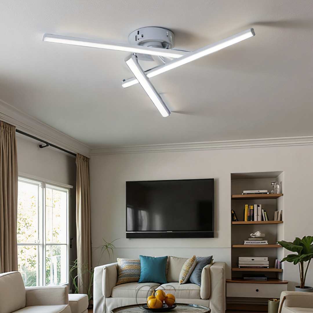 Vellina - LED Ceiling Lamp Triangular - Satin Nickel Design Lamp