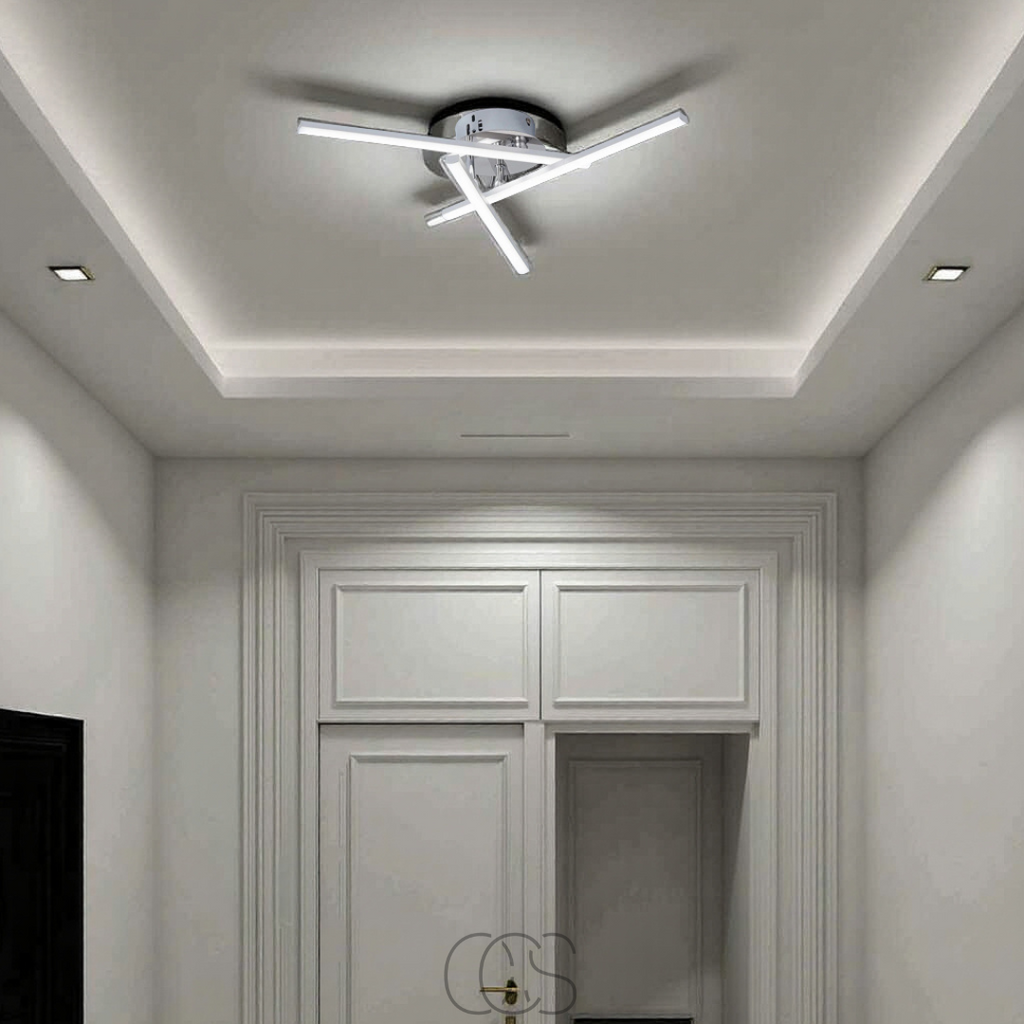 Vellina - LED Ceiling Lamp Triangular - Satin Nickel Design Lamp