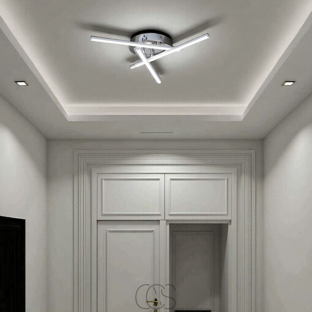 Vellina - LED Ceiling Lamp Triangular - Satin Nickel Design Lamp