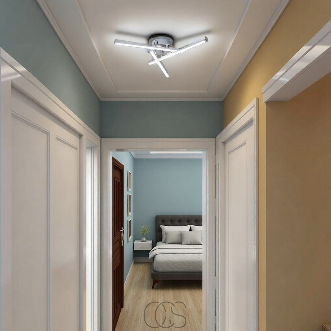 Vellina - LED Ceiling Lamp Triangular - Satin Nickel Design Lamp