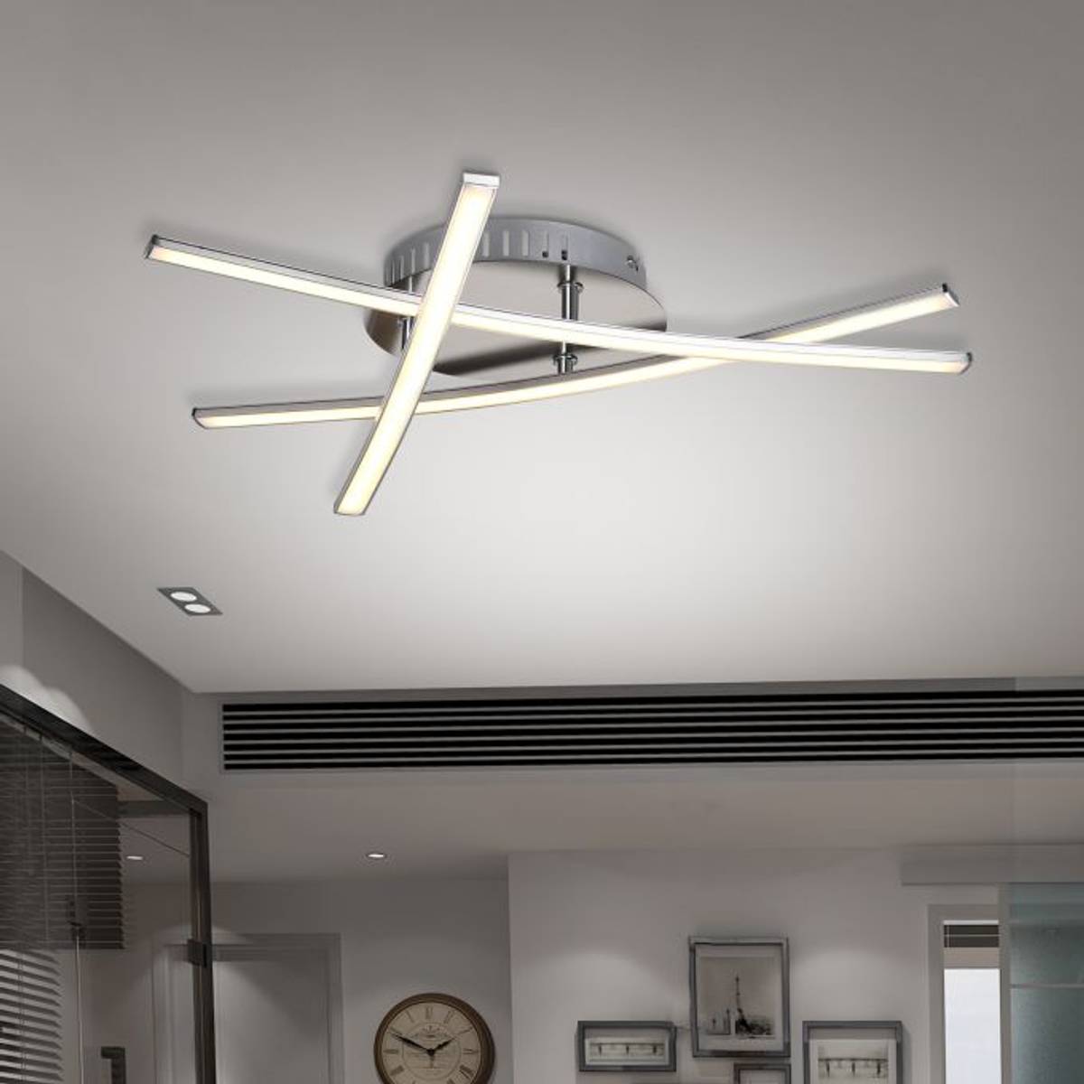 Vellina - LED Ceiling Lamp Triangular - Satin Nickel Design Lamp