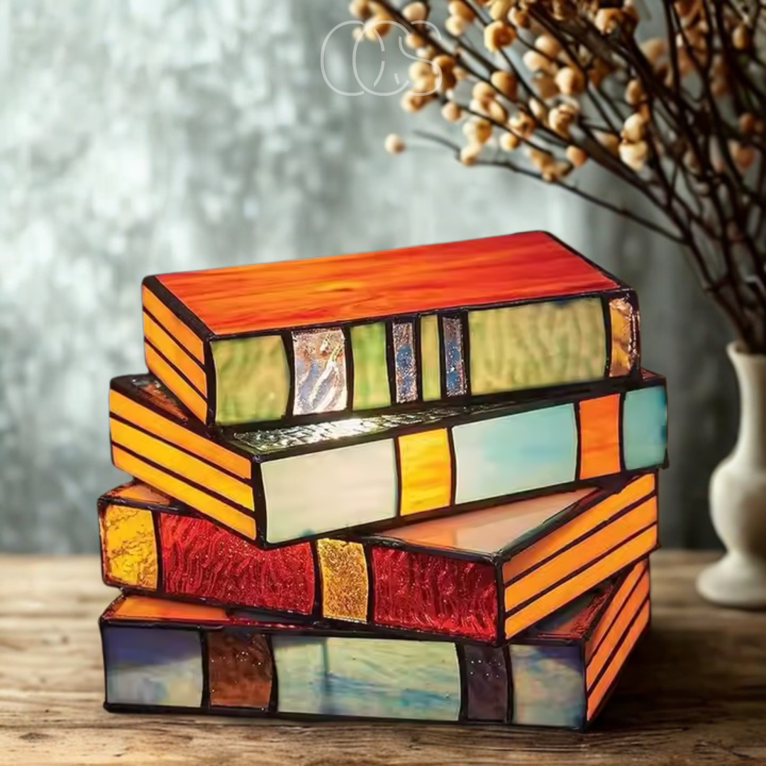 Vellina - Mosaic Book Lamp - Wireless Tiffany Table Lamp